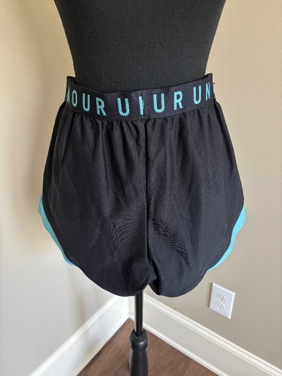 Under Armour Pants - Under Armour  Heatgear Black and Aqua Shorts